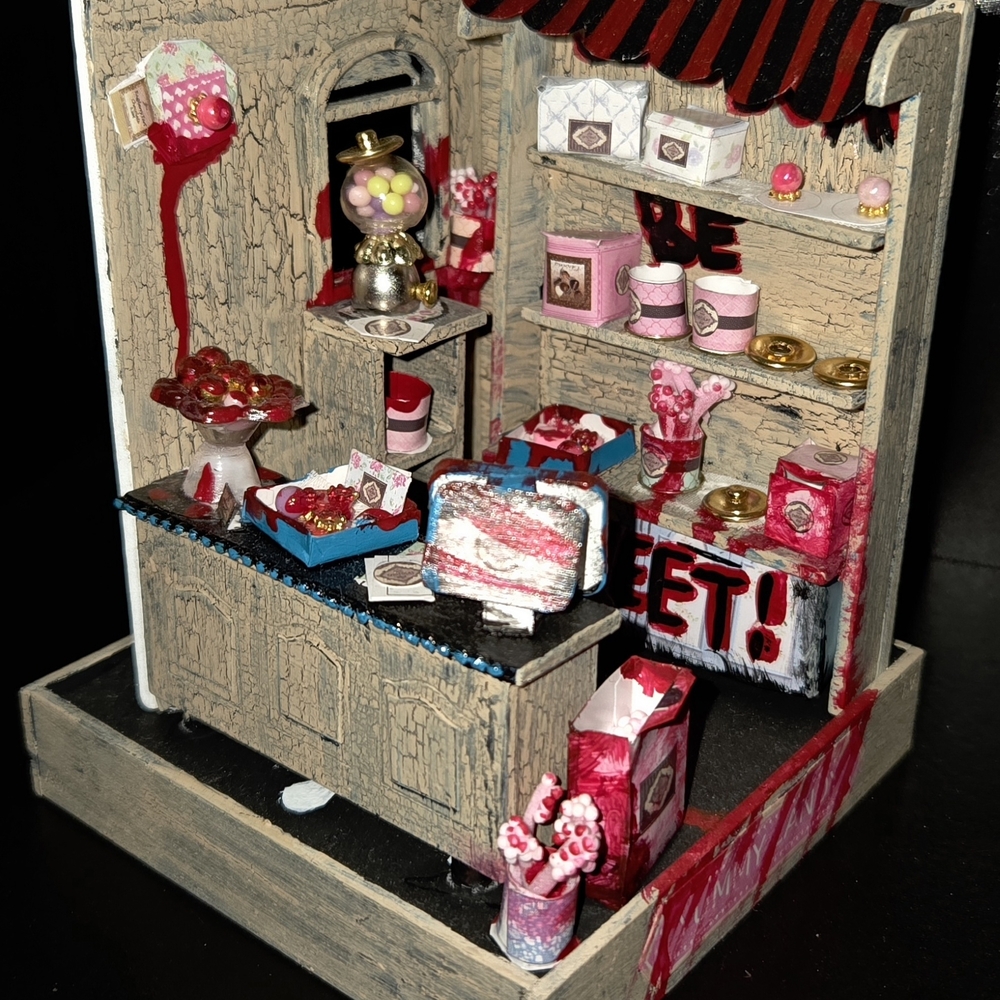 Miniature Creepy Bloody Candy Shop Diorama Art Display Piece!